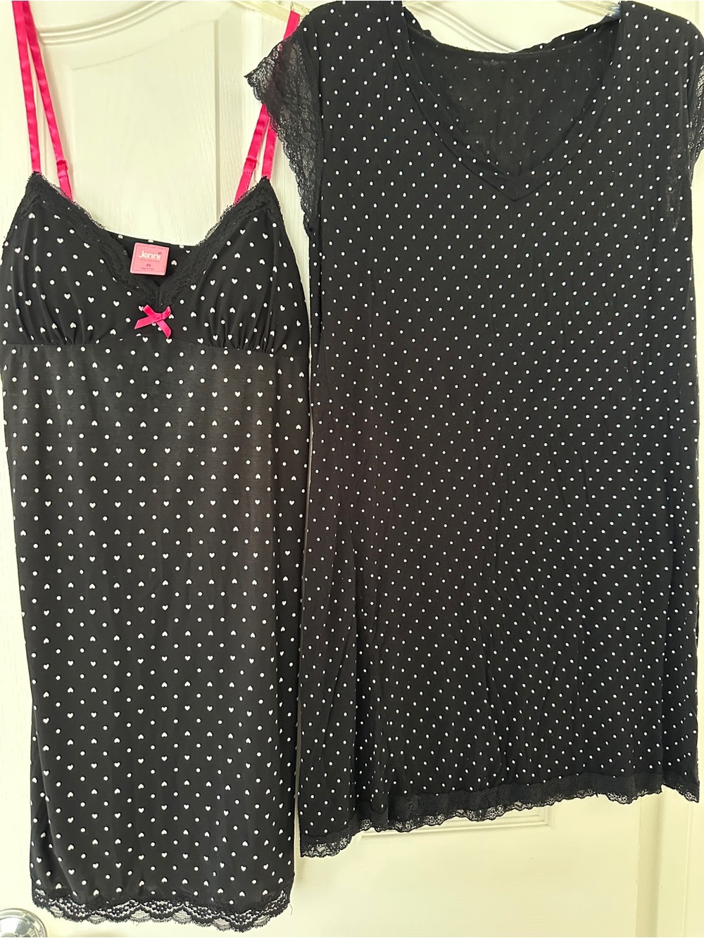 Jenni by Jennifer Moore Black Polka Dot Chemise with Pink Accents